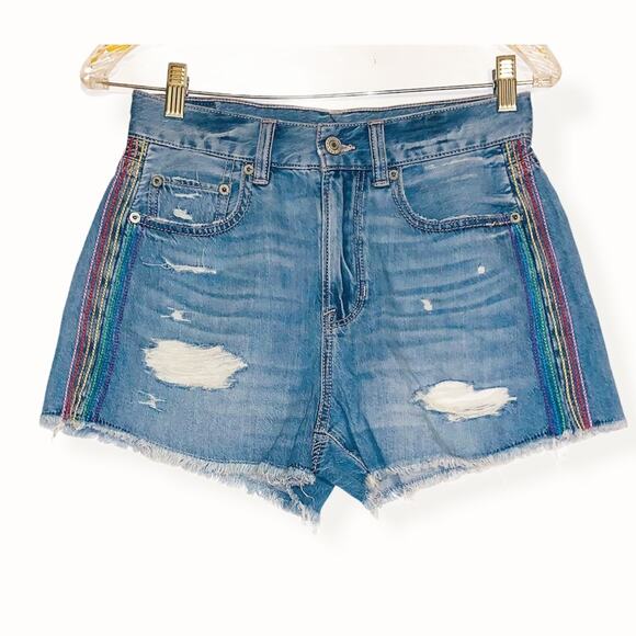 American Eagle Festival Rainbow Stripes shorts size 2 - Picture 3 of 13